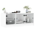 vidaXL Meuble TV avec portes en verre blanc 102x37x42 cm