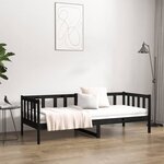 vidaXL Lit de jour Noir 90x190 cm Bois de pin massif