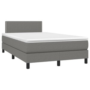 vidaXL Sommier à lattes de lit avec matelas gris foncé 120x190cm tissu