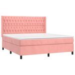 vidaXL Sommier à lattes de lit matelas et LED Rose 160x200 cm Velours