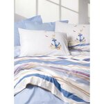 Parure de lit - housse de couette 220 x 240 + 2 taies d'oreiller 60 x 60 coton renforcé - Bleu