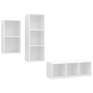 vidaXL Ensemble de meuble TV 3 Pièces Blanc Bois d'ingénierie