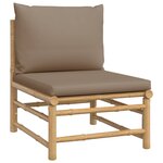 vidaXL Salon de jardin 5 Pièces avec coussins taupe bambou