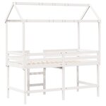 vidaXL Lit superposé et échelle et toit blanc 90x200cm bois pin massif