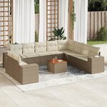 vidaXL Salon de jardin 11 Pièces avec coussins beige résine tressée