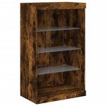 vidaXL Buffets avec lumières LED 3 Pièces chêne fumé bois d'ingénierie