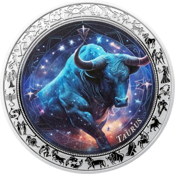 Pièce de monnaie en Argent 5 Cedis g 31.1 (1 oz) Millésime 2025 Space Zodiac TAURUS
