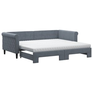 vidaXL Lit de jour avec gigogne et matelas gris foncé 90x190cm velours