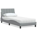 vidaXL Lit avec matelas gris clair 80x200 cm tissu