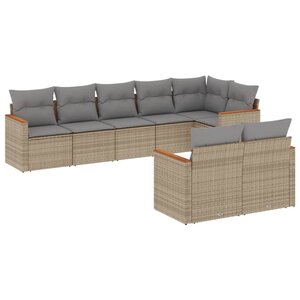 vidaXL Salon de jardin avec coussins 8 Pièces beige résine tressée