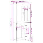 vidaXL Buffet haut Blanc 69 5x34x180 cm Bois d'ingénierie