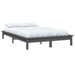 vidaXL Cadre de lit sans matelas gris 140x200 cm bois massif