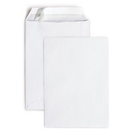 Lot de 500: pochette papier vélin blanc  auto-adhésive sans fenêtre 162x229 mm