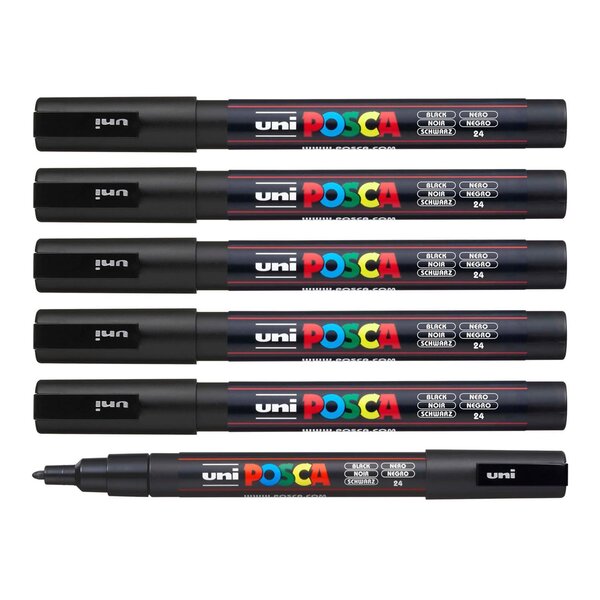 Marqueur pointe conique fine pc3m 0 9 - 1 3mm noir x 6 POSCA