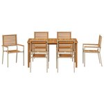 vidaXL Ensemble de salle à manger pour jardin 7 Pièces Beige Poly rotin
