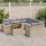 vidaXL Ensemble de canapé de jardin 9 Pièces Beige Poly rotin