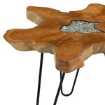 vidaXL Table basse 70x45 cm Bois de teck massif et polyrésine