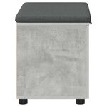 vidaXL Banc d'entrée avec coussin Gris béton 60 x 38 x 46 cm