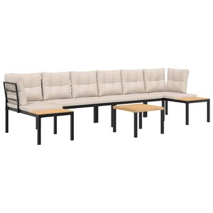 vidaXL Salon de jardin avec coussins 5 Pièces noir acier enduit de poudre