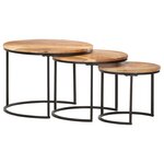 vidaXL Tables gigognes 3 Pièces Bois d'acacia massif