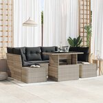 vidaXL Ensemble de canapé de jardin 7 Pièces Gris Beige 100 x 55 x 73 cm