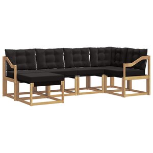 vidaXL Ensemble de canapés d'extérieur 6 pc Blanc et noir