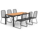 vidaXL Ensemble à Manger de jardin 7Pièces PVC résine tressée noir marron