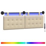 vidaXL Tête de lit suspendue Avec lumière LED Crème Tissu