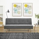 Clic clac 3 places - Tissu Gris - Pieds bois naturel - 179 x 85 x 79 cm - ALMA