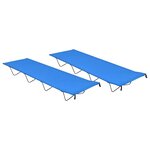 vidaXL Lits de camping 2 Pièces 180x60x19 cm Tissu Oxford et acier Bleu