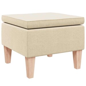 vidaXL Tabouret avec pieds en bois Crème Tissu
