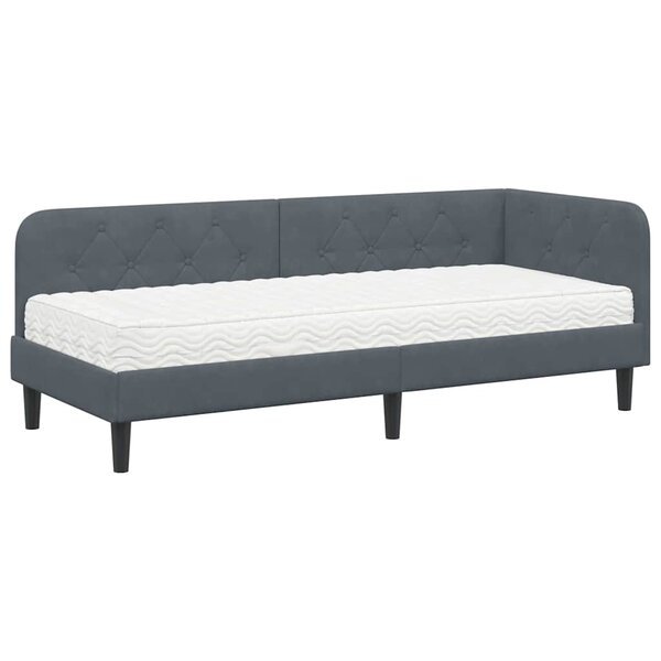 vidaXL Cadre de lit d'angle Gris foncé 80 x 200 cm Velours
