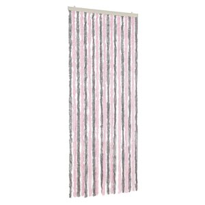 vidaXL Rideau anti-mouches gris argenté et rose 56x185 cm chenille