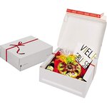 Boîte cadeau blanche  noeud rouge  dimensions externes: 250 x 177 x 96 mm colompac