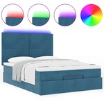 vidaXL Cadre de lit ottoman avec matelas bleu foncé 140x190 cm velours