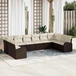 vidaXL Ensemble de canapé de jardin 10 Pièces Marron et Crème