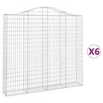 vidaXL Paniers à gabions arqués 6 Pièces 200x30x180/200 cm Fer galvanisé