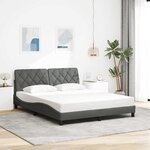 vidaXL Cadre de lit avec LED sans matelas gris foncé 160x200 cm tissu