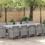 Ensemble de salle à manger jardin 13 pièces vidaXL avec coussins gris clair poly rattan