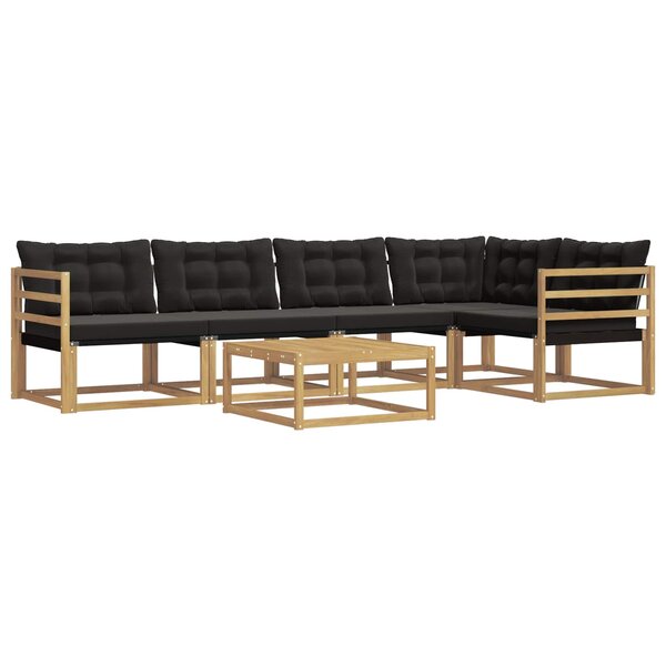 vidaXL Ensemble de canapés d'extérieur 6 pc Blanc et noir