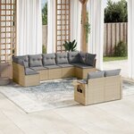 vidaXL Salon de jardin avec coussins 9 Pièces beige résine tressée