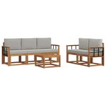 vidaXL Ensemble de canapés d'extérieur 6 pc Gris Naturel et Clair