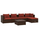 vidaXL Salon de jardin 6 Pièces avec coussins Résine tressée Marron