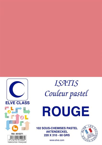 Paquet de 102 Sous-chemises 60 g 220 x 310 mm ISATIS Coloris Pastel Rouge ELVE