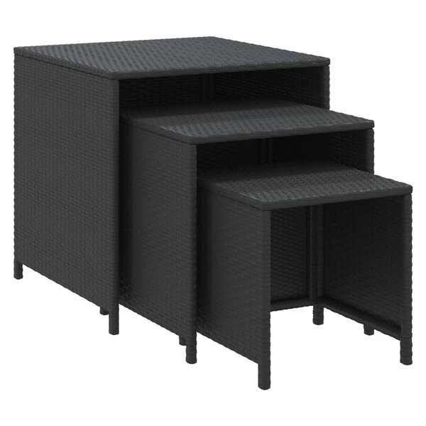 vidaXL Tables gigognes 3 Pièces noir résine tressée