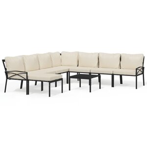 vidaXL Salon de jardin 9 Pièces avec coussins sable acier