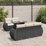 vidaXL Salon de jardin 6 Pièces avec coussins noir résine tressée