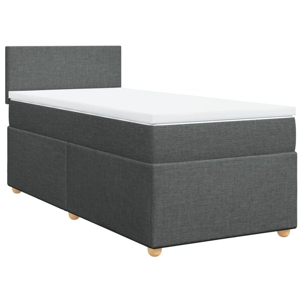 vidaXL Sommier à lattes de lit avec matelas Gris foncé 100x200cm Tissu