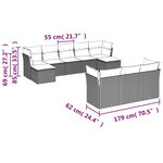 vidaXL Salon de jardin 10 Pièces avec coussins marron résine tressée