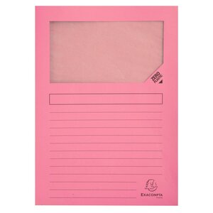 Paquet De 100 Chemises À Fenêtre Super 160g/m2 - 22x31cm - Rose - Exacompta